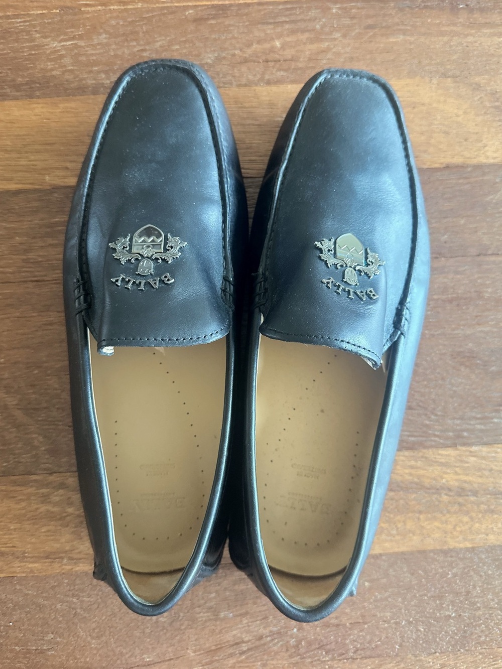 Bally Men’s Black Leather Driving Loafers Moccasins Slip On Shoes Luxury Size 8 - Picture 6 of 9